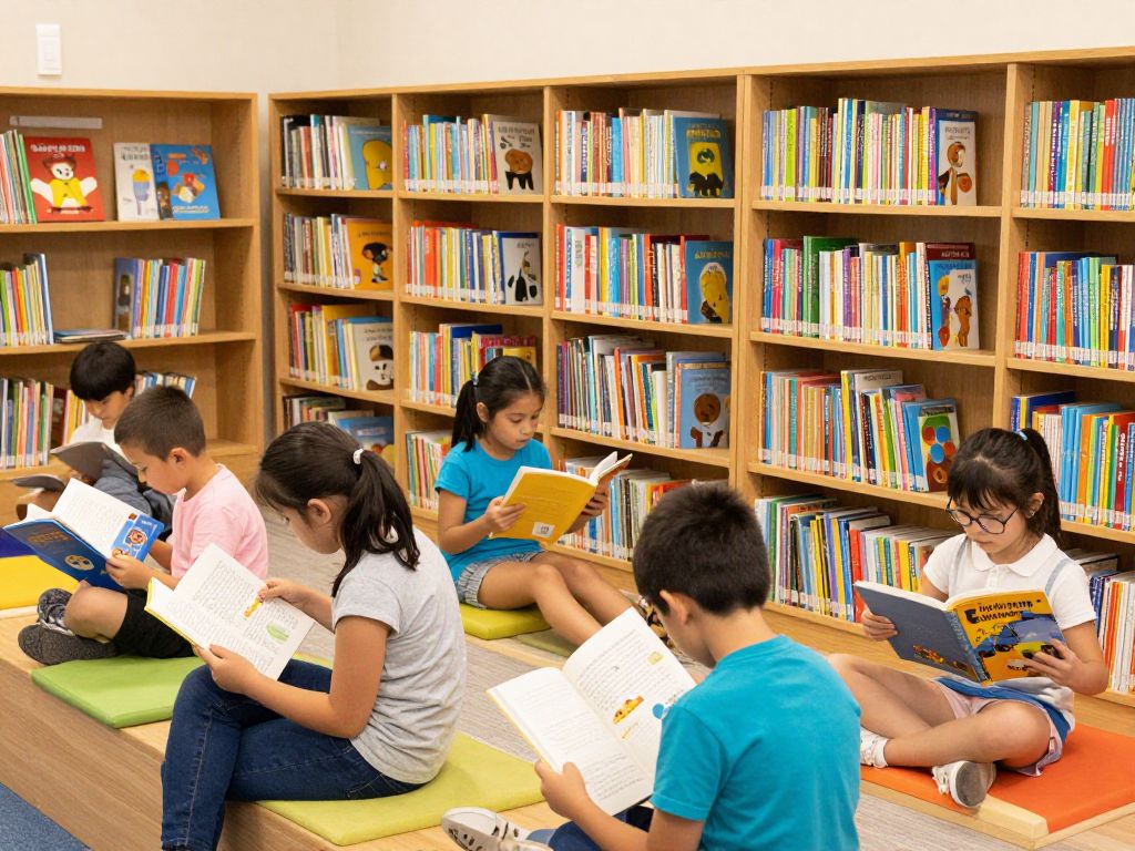 Children participating in reading activities at a local library