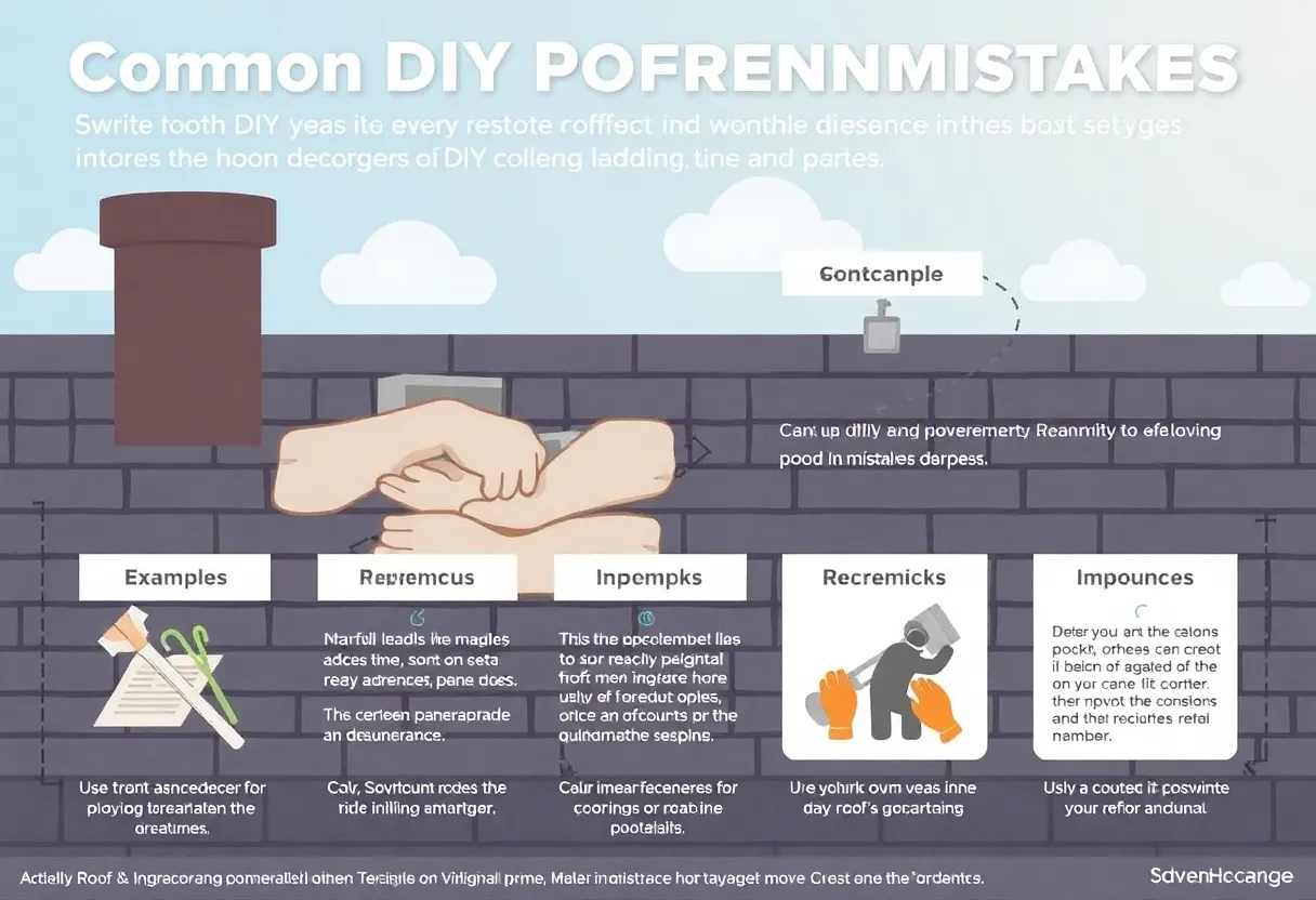 Infographic highlighting common mistakes in DIY roof maintenance
