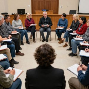Community members discussing earthquake preparedness in Irmo SC