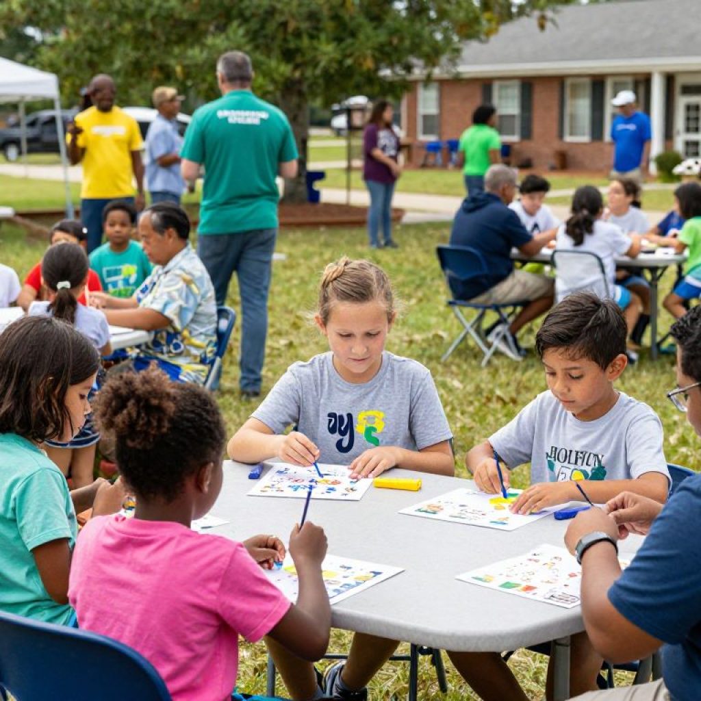 Community members participating in educational activities in Irmo, SC.