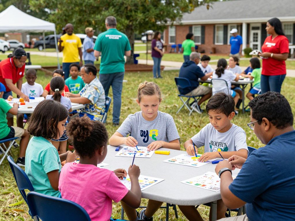 Community members participating in educational activities in Irmo, SC.
