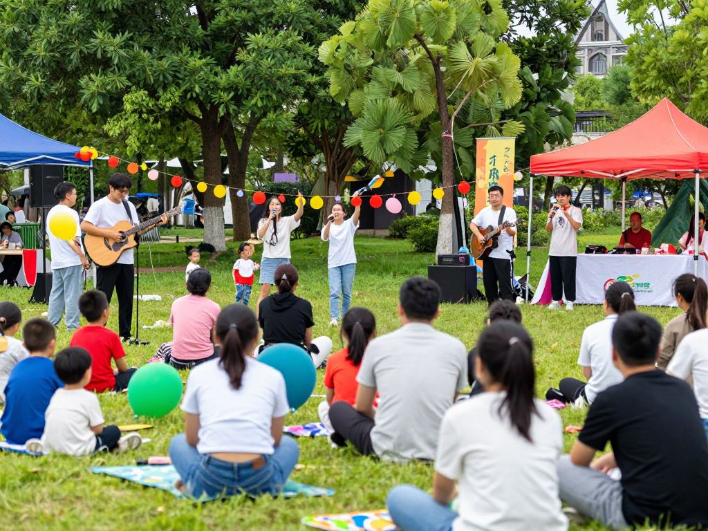 Families enjoying community events at Irmo Town Park