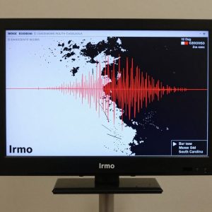 Seismograph recording of minor earthquakes in Irmo, SC