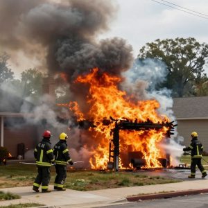 Firefighters working to extinguish a blaze in Irmo