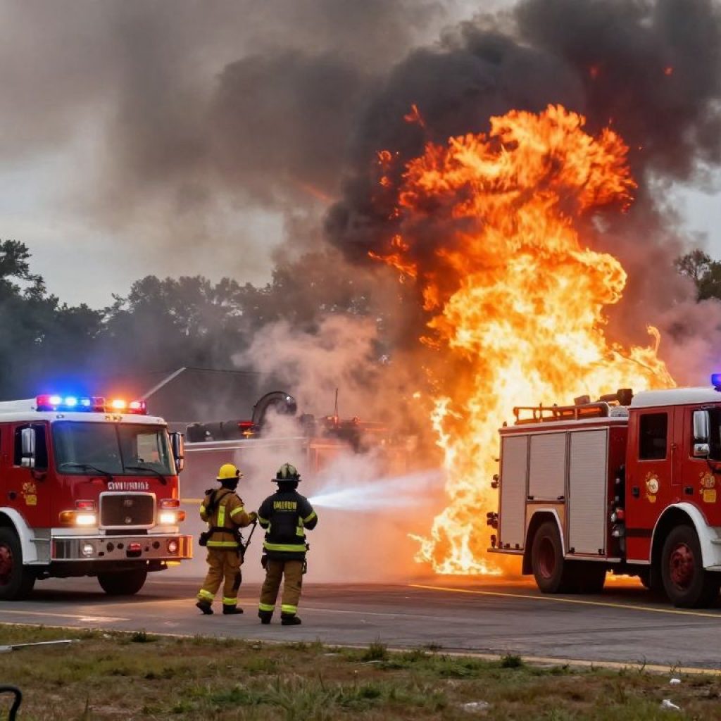Firefighters battling a blaze in Irmo