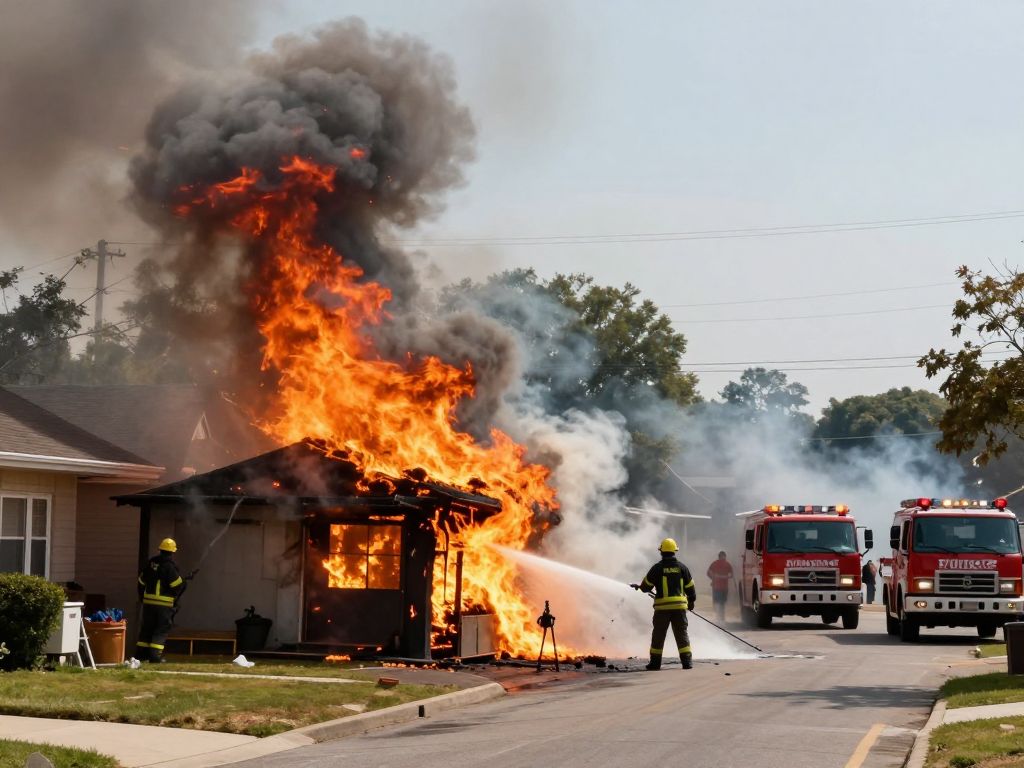 Firefighters combating a structure fire in Irmo, South Carolina