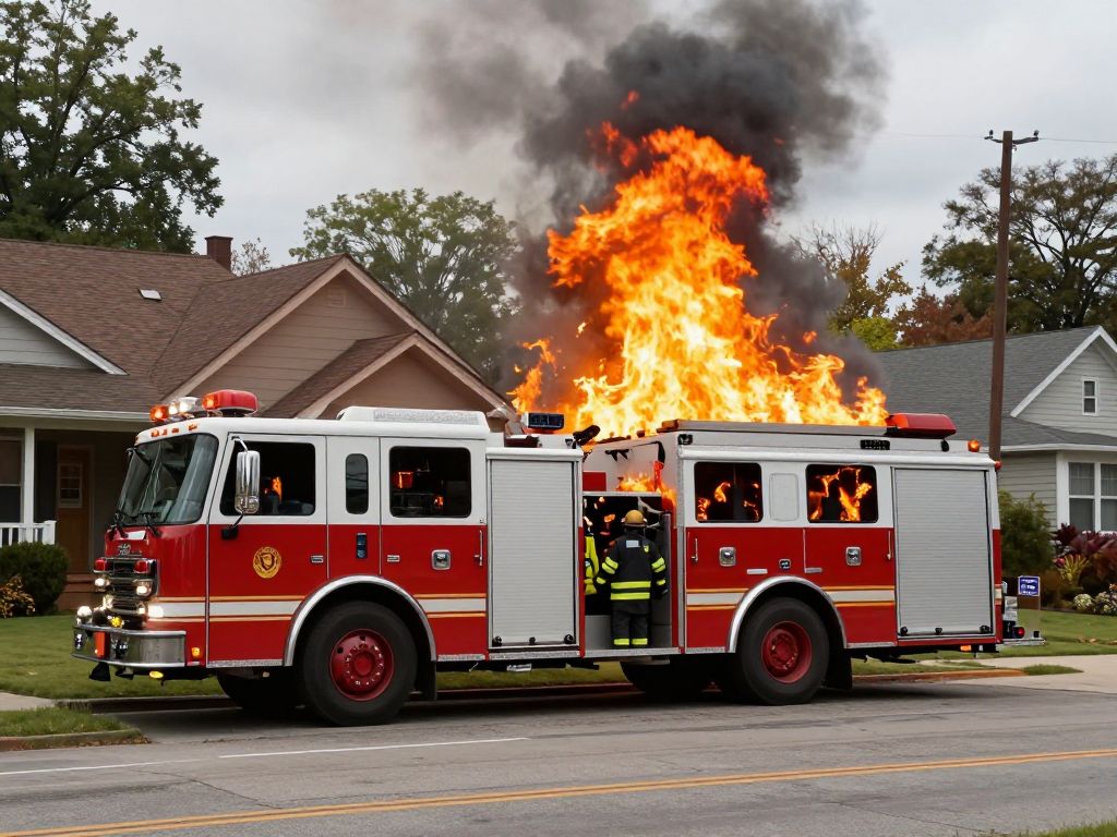 Fire truck responding to a structure fire in Irmo, South Carolina