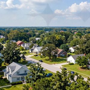 View of Irmo, SC with overlay of seismic waves