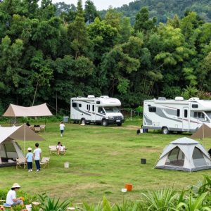 Families enjoying the outdoors at a campground in Richland County.