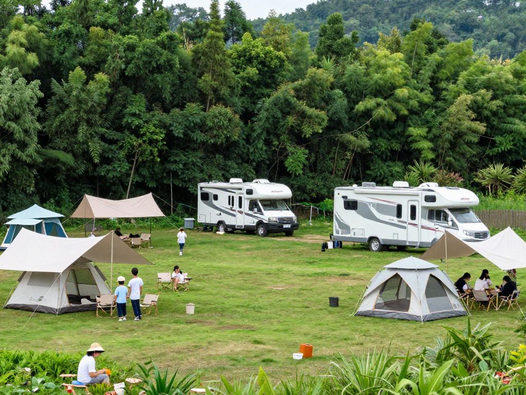 Families enjoying the outdoors at a campground in Richland County.