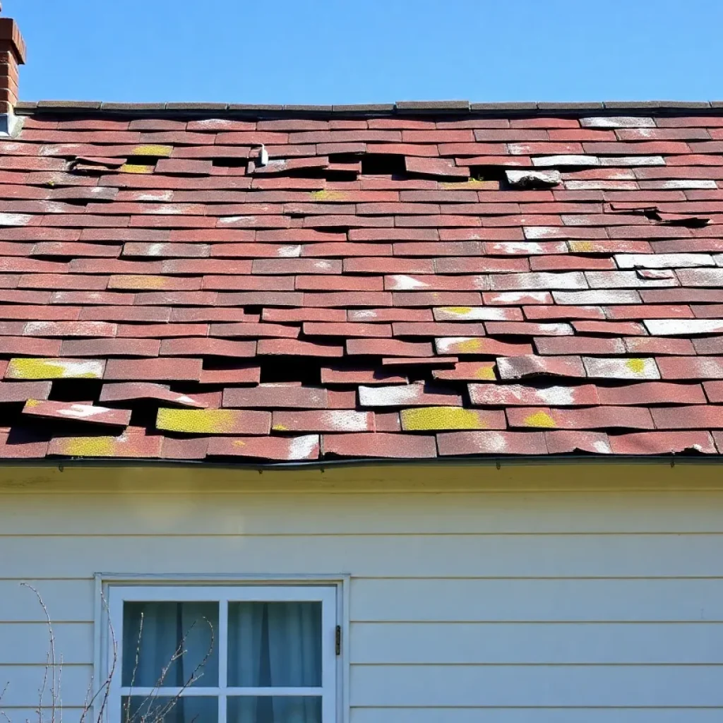 House roof showing signs of wear and tear.