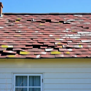 House roof showing signs of wear and tear.