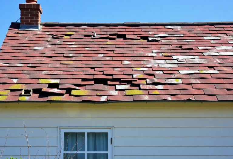 House roof showing signs of wear and tear.