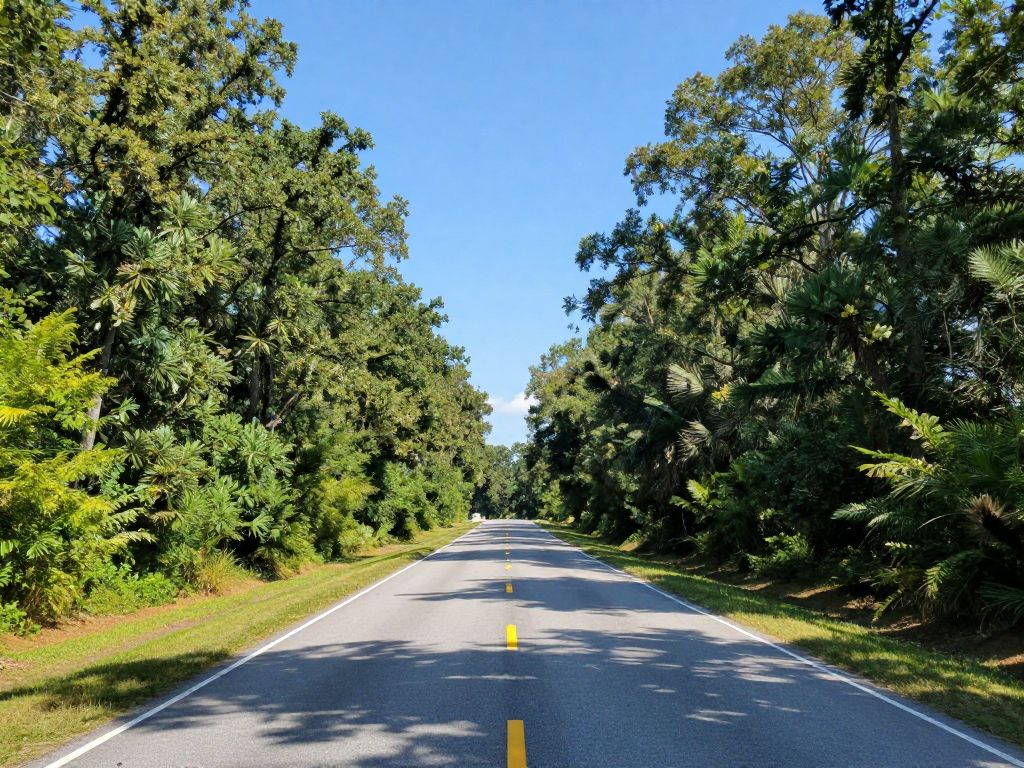 Clear and sunny roads in Irmo SC surrounded by greenery.