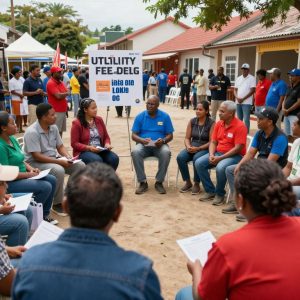 Community members in Irmo discussing utility fee changes during a town meeting.
