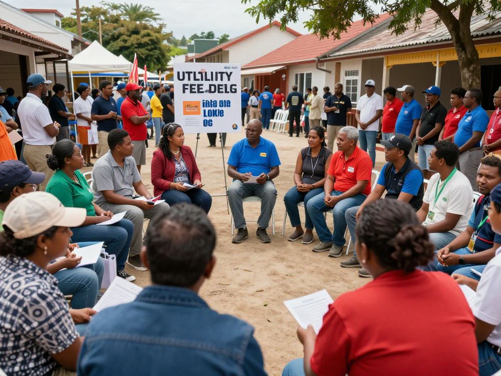 Community members in Irmo discussing utility fee changes during a town meeting.