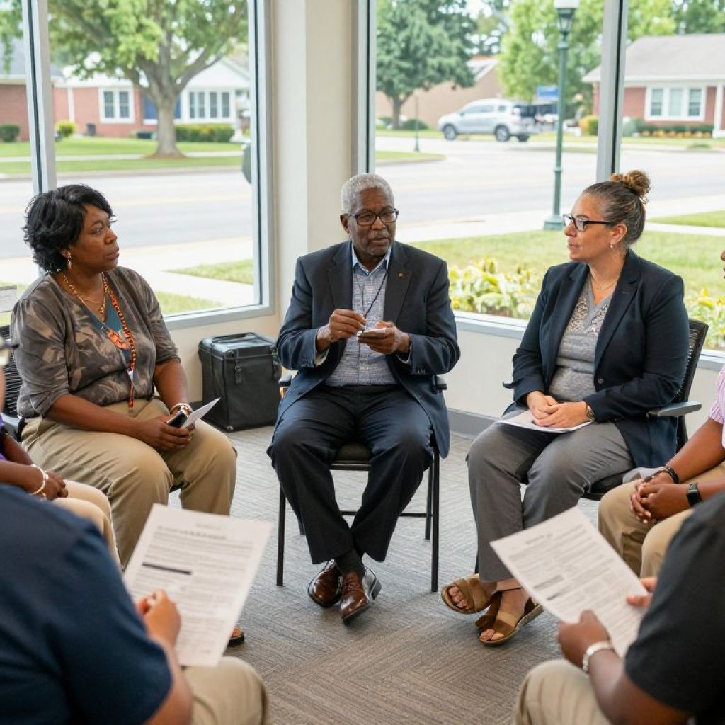Residents and business owners discussing proposed utility fee in Irmo, SC.