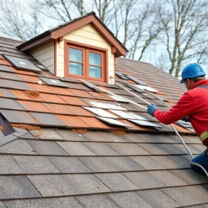 Professional inspecting a roof for replacement indicators