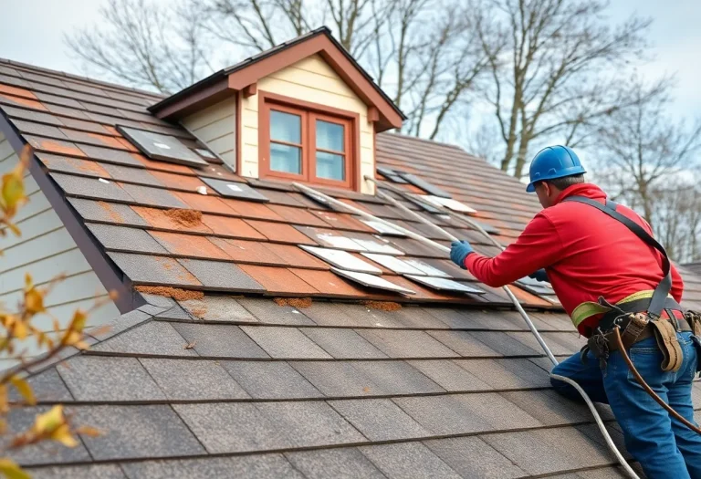 Professional inspecting a roof for replacement indicators