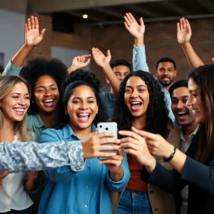 Group of people participating in a social media challenge