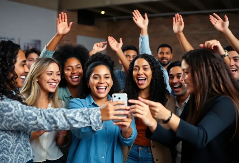 Group of people participating in a social media challenge