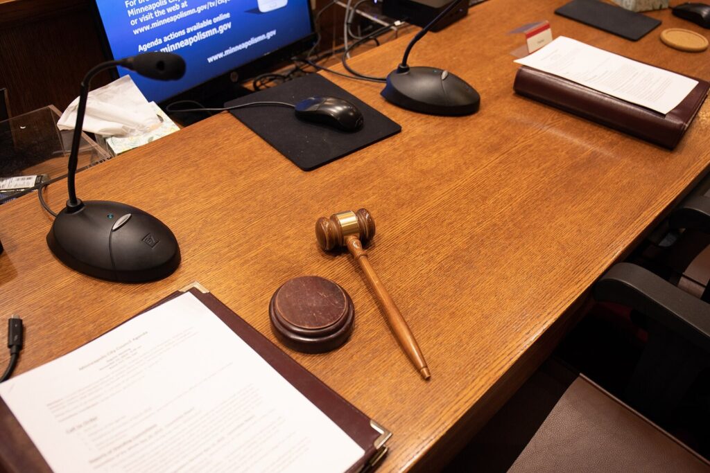 Judge's gavel on a desk