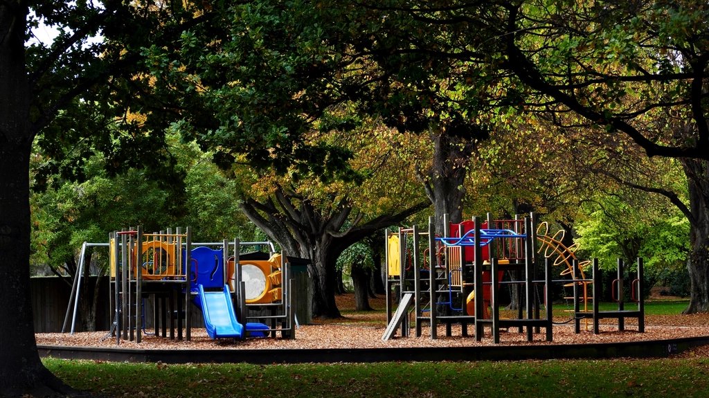 Empty community park playground on a sunny day