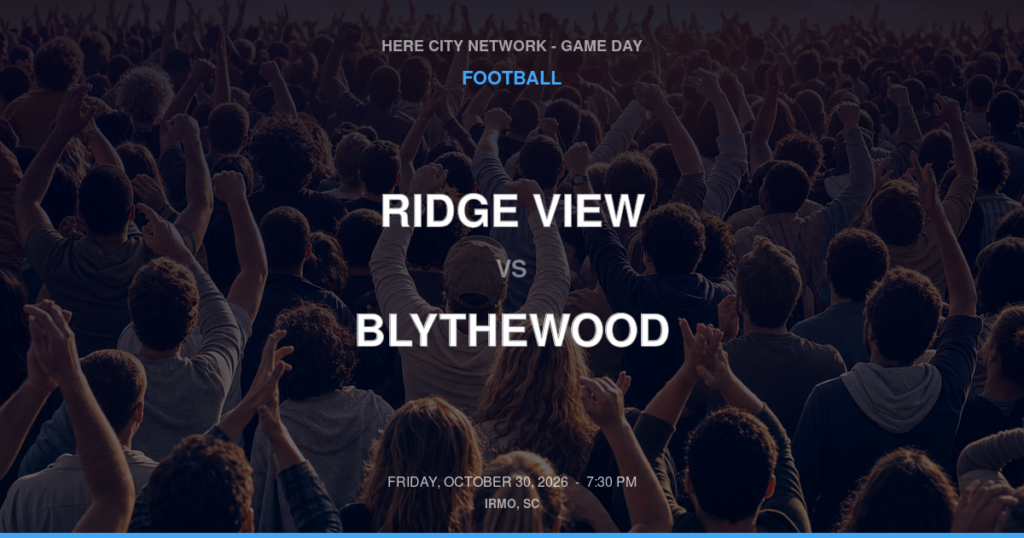 RIDGE VIEW vs BLYTHEWOOD FOOTBALL game day graphic - Irmo, SC