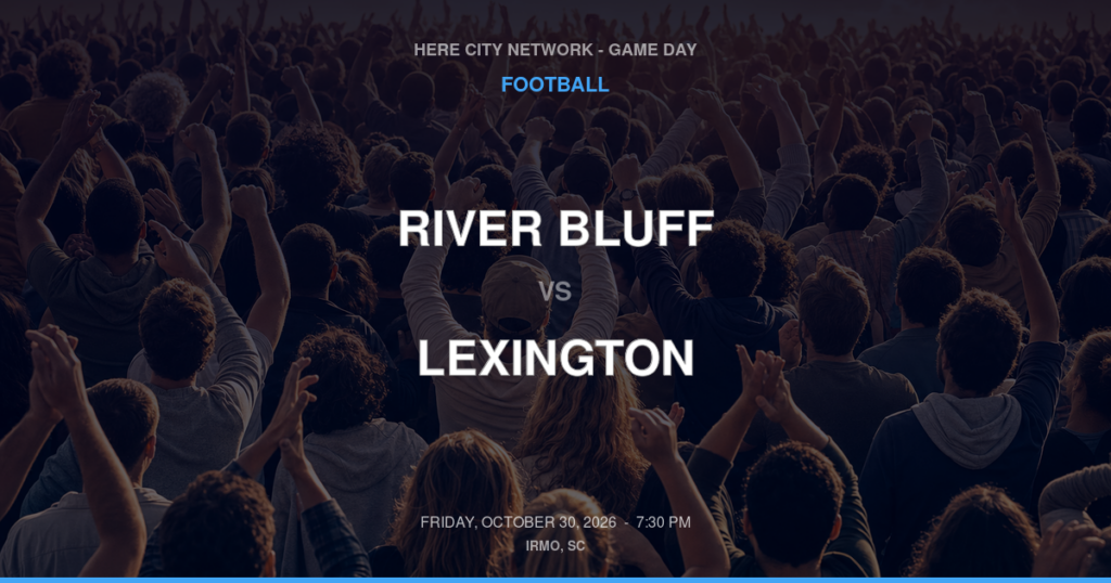 RIVER BLUFF vs LEXINGTON FOOTBALL game day graphic - Irmo, SC