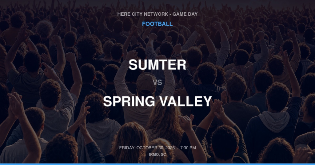 SUMTER vs SPRING VALLEY FOOTBALL game day graphic - Irmo, SC