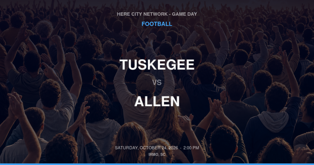 Tuskegee vs. Allen — Football Game Day — Columbia, SC — Oct 24, 2026